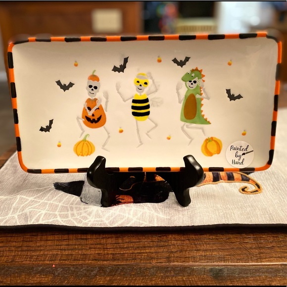 Dancing Skeletons In Halloween Costumes Rectangular Ceramic Platter - Picture 13 of 16